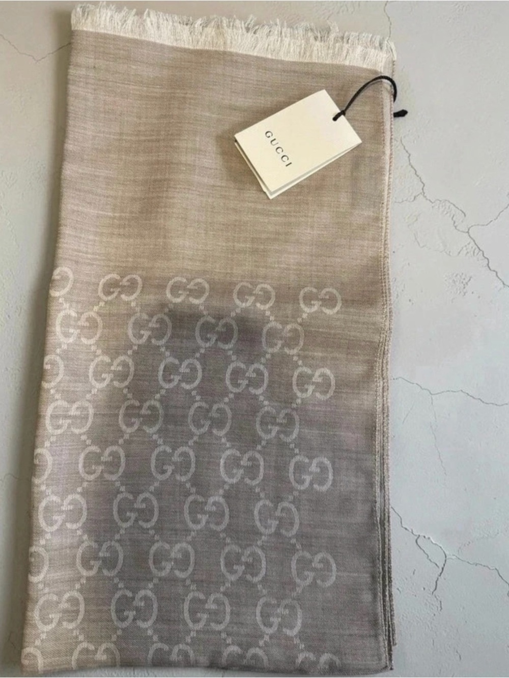 Gucci Men's GG Tonal Gradient Scarf - Beige Taupe
